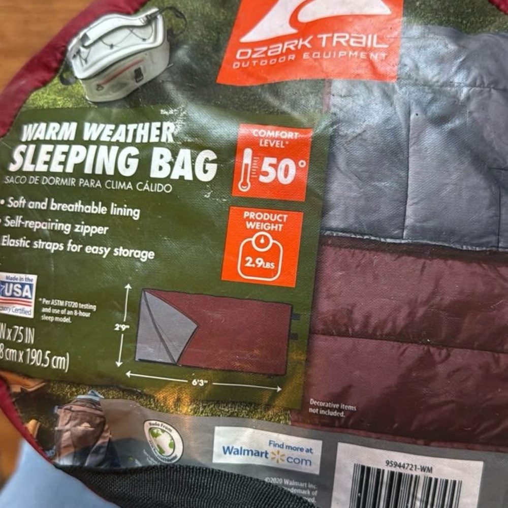 Ozark Trail Red and Gray Sleeping Bag